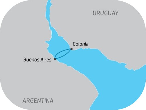 Viagem de um dia para Colônia, Uruguai, saindo de Buenos Aires. Navegue o rio mais largo do mundo em um barco moderno.