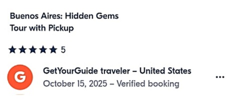 Testimonials about us. Here are some recent reviews about our tour and transfers services in Buenos Aires.