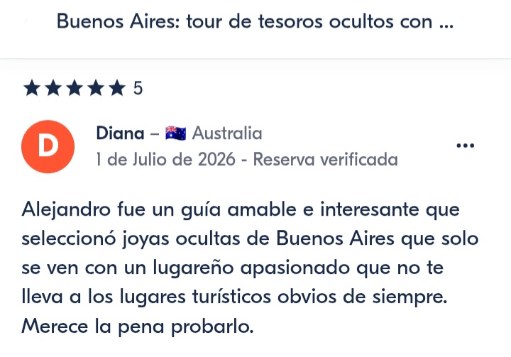 Gracias por dejar un comentario sobre nuestro Tour de Tesoros Ocultos de Buenos Aires.