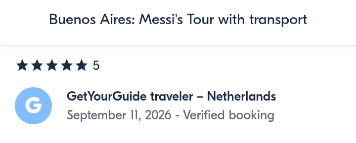 A review from our passengers rating our Buenos Aires' Messi Tour.
